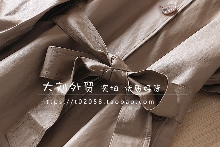 2025秋季新款 翻领休闲水洗PU皮简约单排扣中长款腰带 女风衣外套,淘宝优惠券,粉丝福利购,淘宝优惠卷