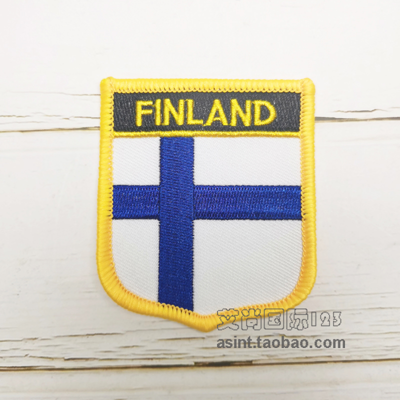 Finland芬兰国家旗帜布贴 背胶 胸章三件套 服饰刺绣补丁臂章配饰 - 图1