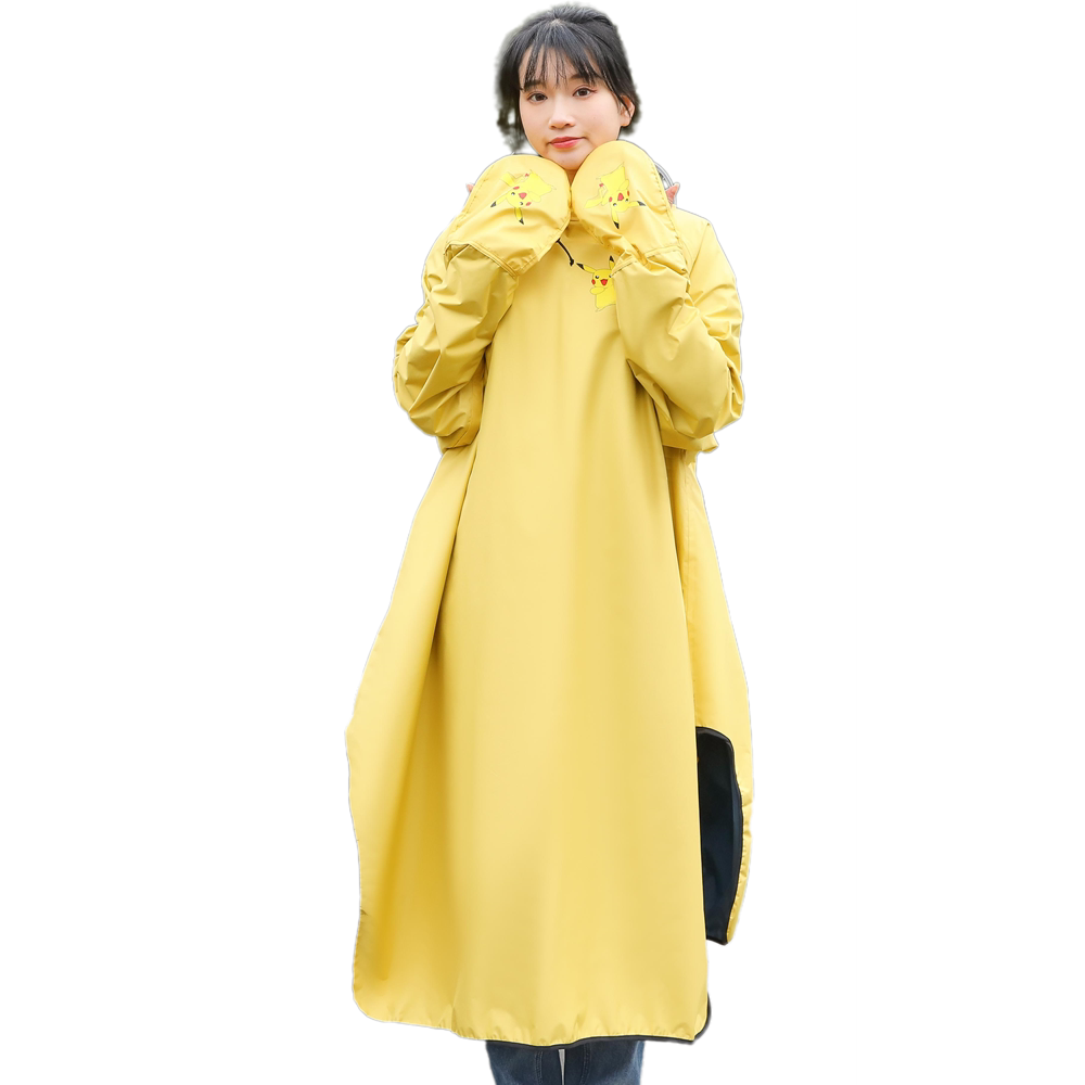 电车卡通成人骑车学生可爱带袖子防暴雨男女款电动车电瓶雨衣雨披