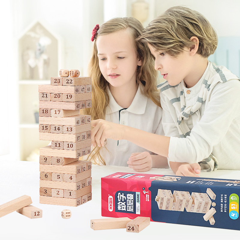 米米智玩早教儿童玩具数字层层叠叠叠高亲子互动游戏益智堆塔积木-图0