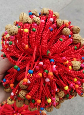 【100条】桃核桃木手链桃胡桃篮手链儿童宝宝成人红绳编织红绳