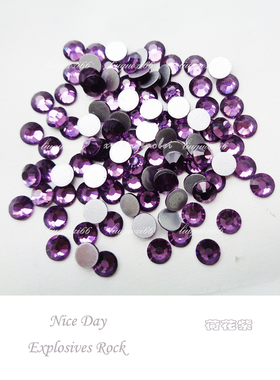 diy平底紫色手机壳水晶美甲贴钻