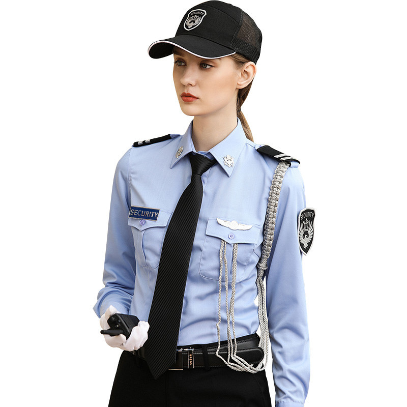 保安制服蓝色长袖保安工作服套装新式物业安保酒店礼宾服长袖衬_虎窝淘
