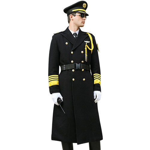 保安大衣长款保暖加厚形象岗礼宾服装物业保安制服羊毛呢大衣外套 - 图3