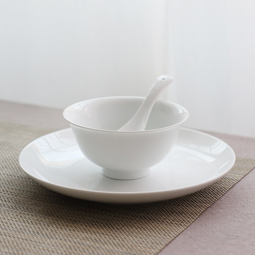 山水一间景德镇纯白色餐具米饭碗面碗汤碗正德碗中式简约高温餐具 - 图0