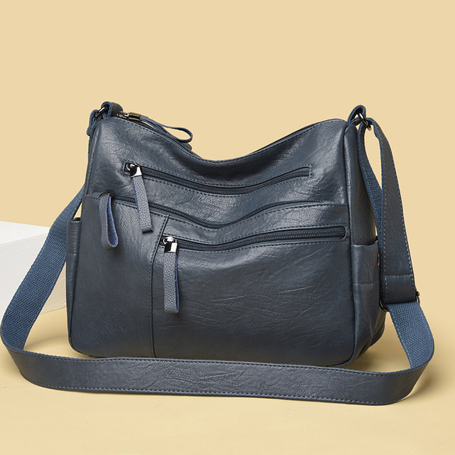 Genuine cowhide leather shoulder crossbody bag for women fashionable mom bag