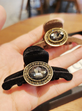 秋冬黑色丝绒高级发夹简约ins