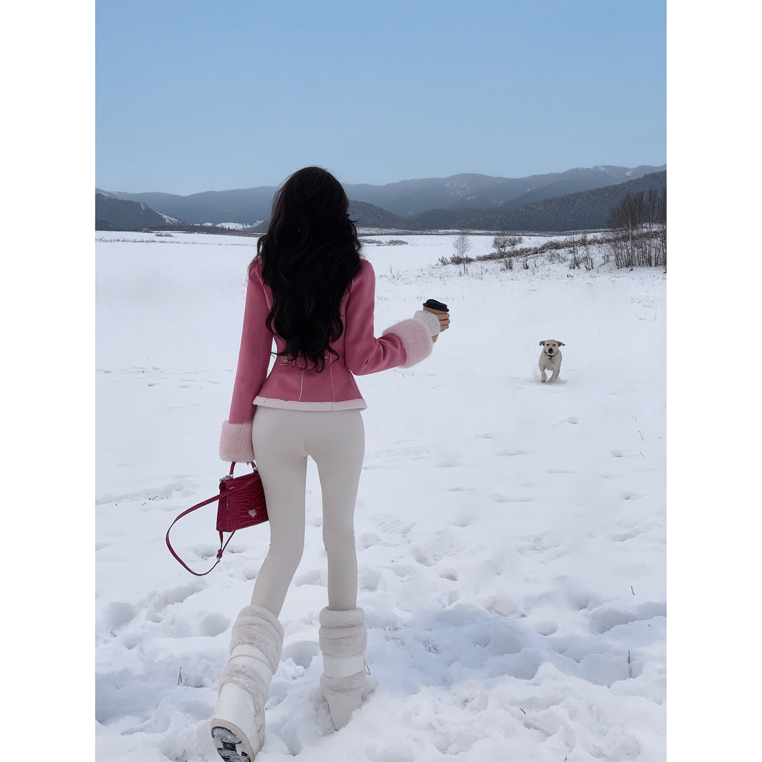 Sun雅乔【蔷薇庄园】冬长袖修身皮毛一体大翻领仿羊羔毛短外套女,淘宝优惠券,粉丝福利购,淘宝优惠卷