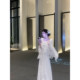 Sun Yaqiao Jingluo Beauty Autumn and Winter thickened German velvet three-dimensional flower gentle white moonlight long-sleeved dress