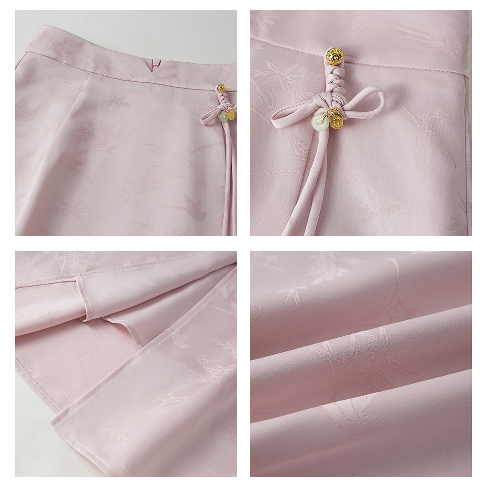 Sun雅乔 2026新款春夏重工新中式H中长裙及踝裙国风提花半身裙女