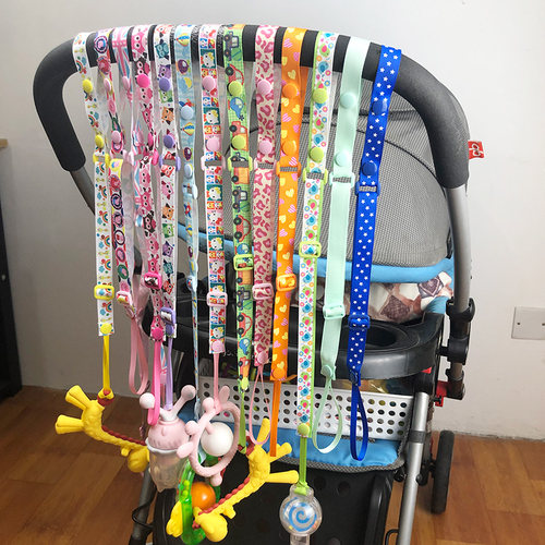宝宝安抚奶嘴防掉带推车玩具牙胶链挂脖奶嘴链咬咬乐防丢带防掉链 - 图0