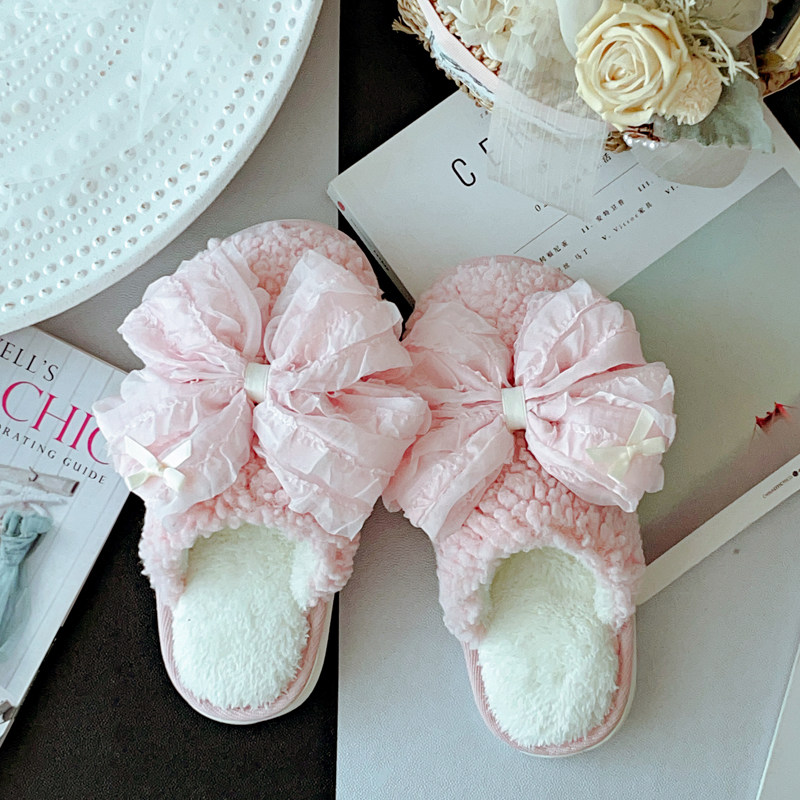 法式宫廷风少女蝴蝶结棉鞋秋冬室内家用防滑厚底居家棉拖鞋女冬天,淘宝优惠券,粉丝福利购,淘宝优惠卷