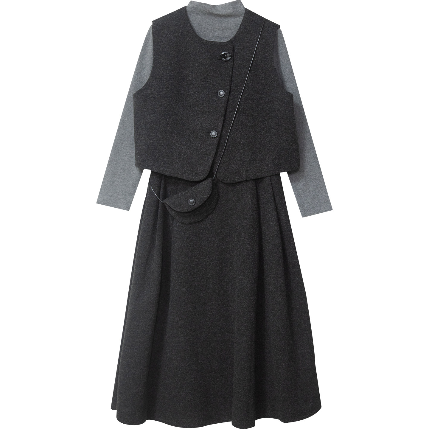 叠穿马甲T恤半身裙套装女2026春季修身显瘦时尚百搭套装裙潮58013,淘宝优惠券,粉丝福利购,淘宝优惠卷