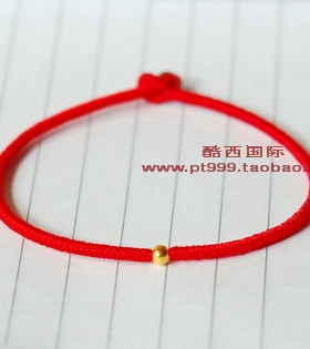 足金转运珠3mm24k金珠九乘金刚结加强型 本命年男女红绳手链2mm