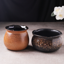 Creative Lotus Leaf Side Charcoal Fire Grilled Meat Jars Meat Jars Beef Cattle Ribs Tan Squid Jar Retro Ceramic Jars