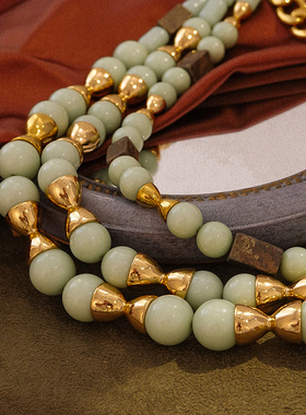 一所华丽复古夸张多层天然石项链