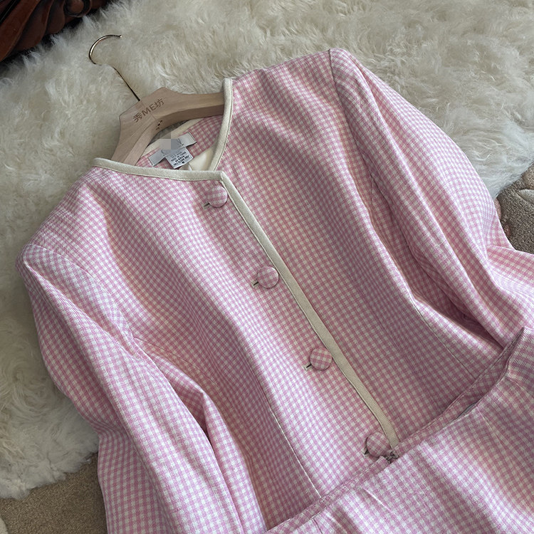 真丝套装粗花呢 85蚕丝羊毛小香风格子外套+过膝包臀半身裙2件套,淘宝优惠券,粉丝福利购,淘宝优惠卷