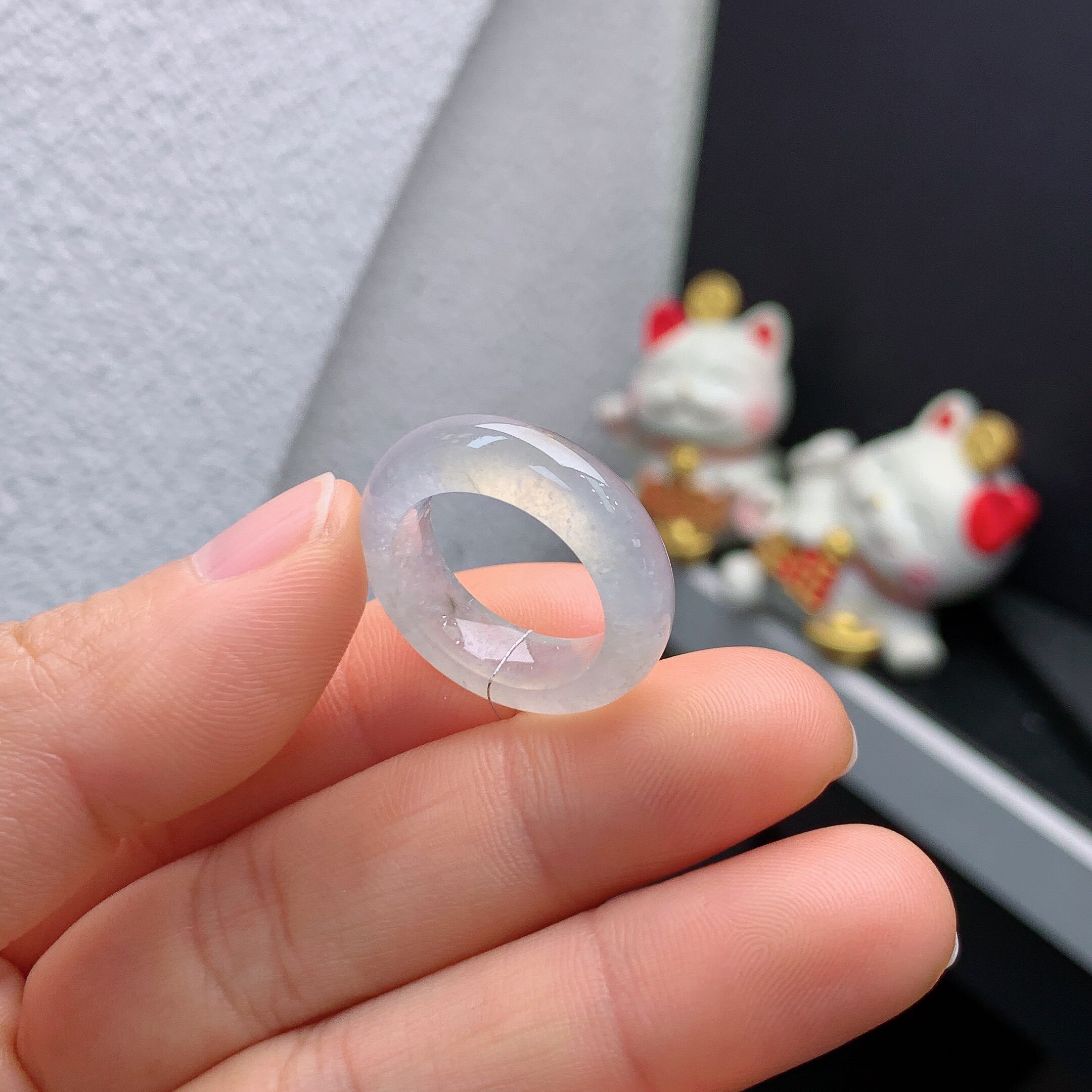 11-12 circle Myanmar natural jade A goods ice floating yellow jade ring A143#