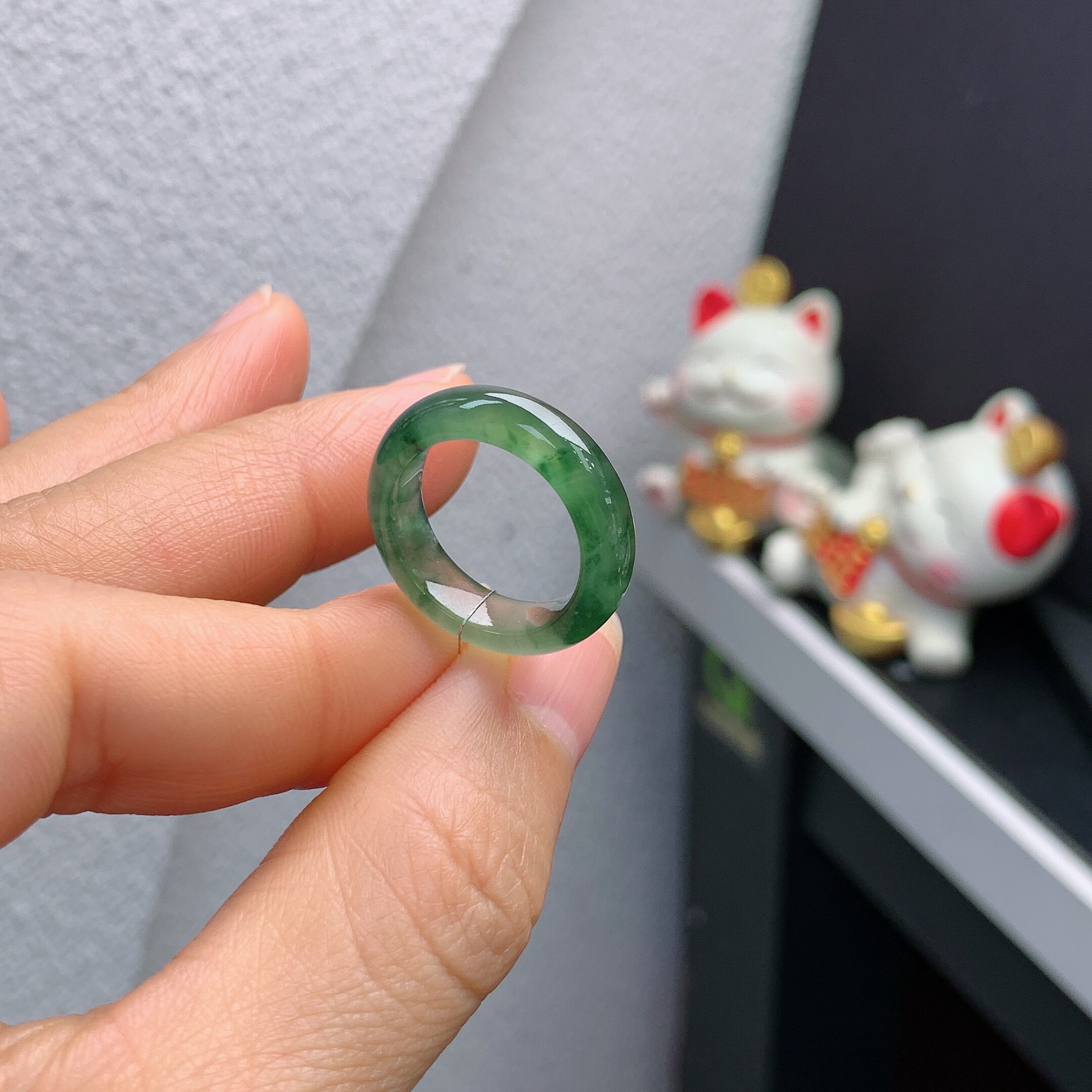 11-circle Burmese natural jade A-grade ice-colored ring 227#