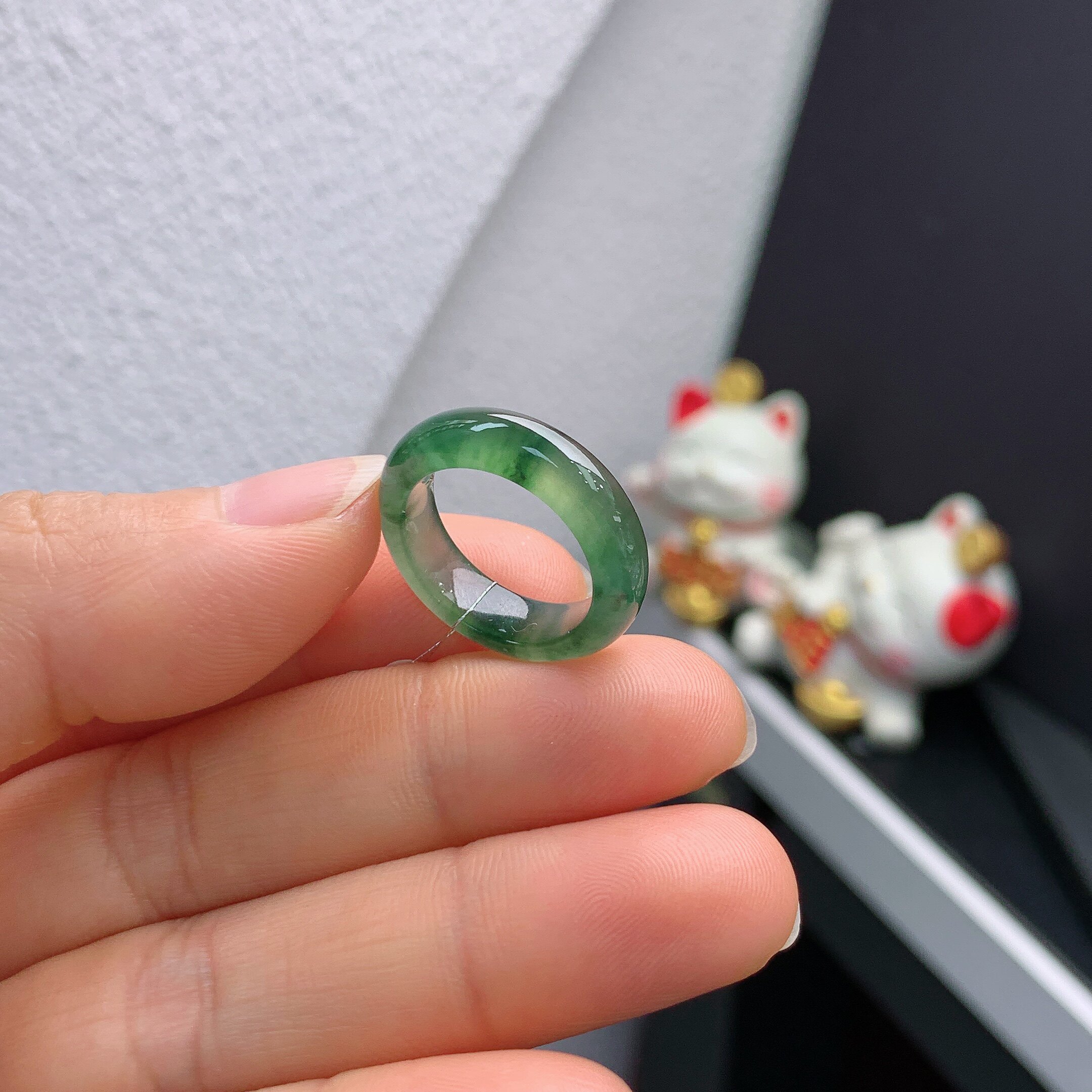 11-circle Burmese natural jade A-grade ice-colored ring 227#
