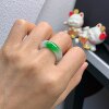 14-15 circle Burmese natural jadeite A grade icy white background floating sun green ring 383#