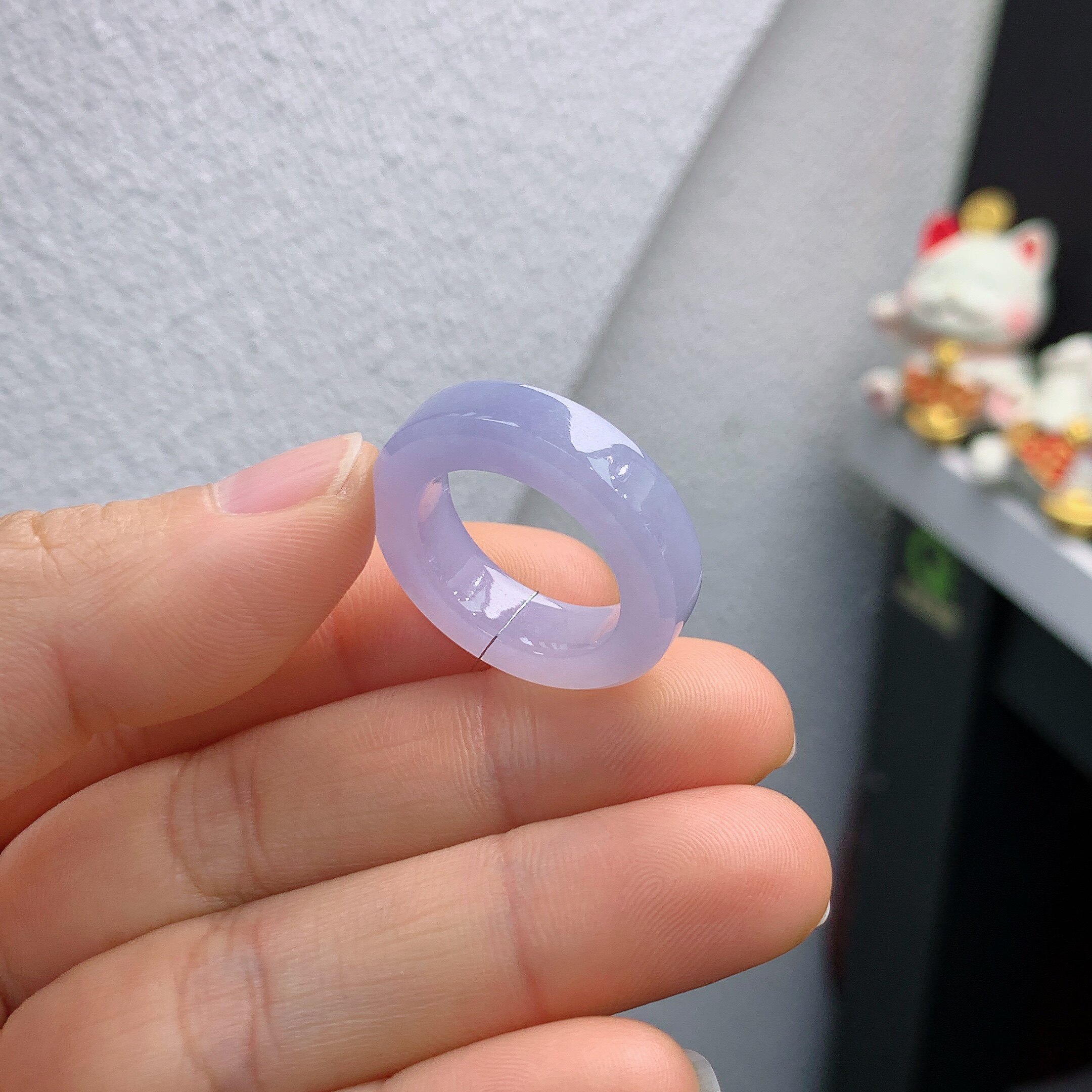 16 circle Burmese natural jade A goods ice species violet square ring ring A401#