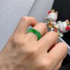 10-11 Circle mouth Burmese natural jade A goods ice spicy green ring A921#
