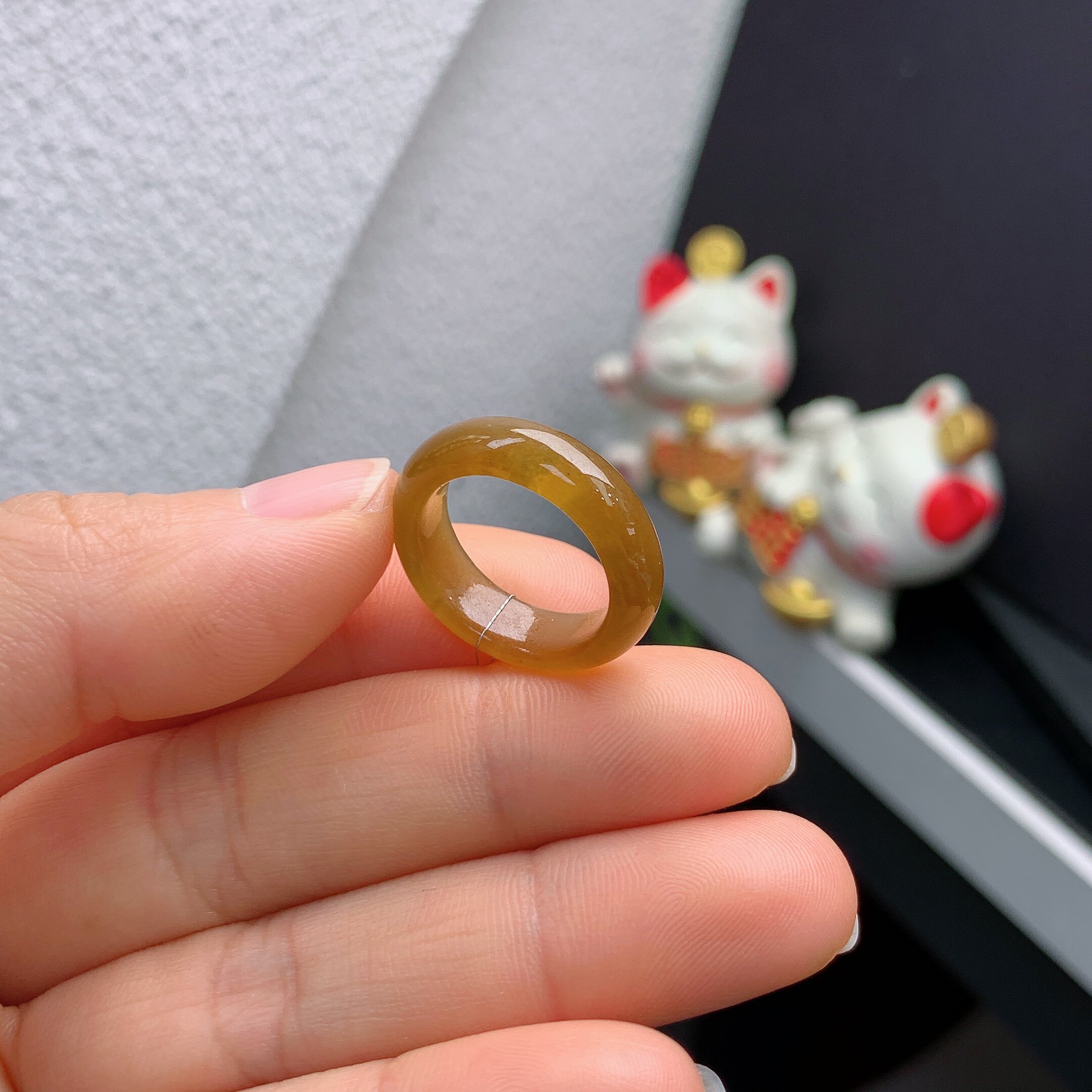 12-circle Burmese natural jade A goods ice full red jade ring A62#