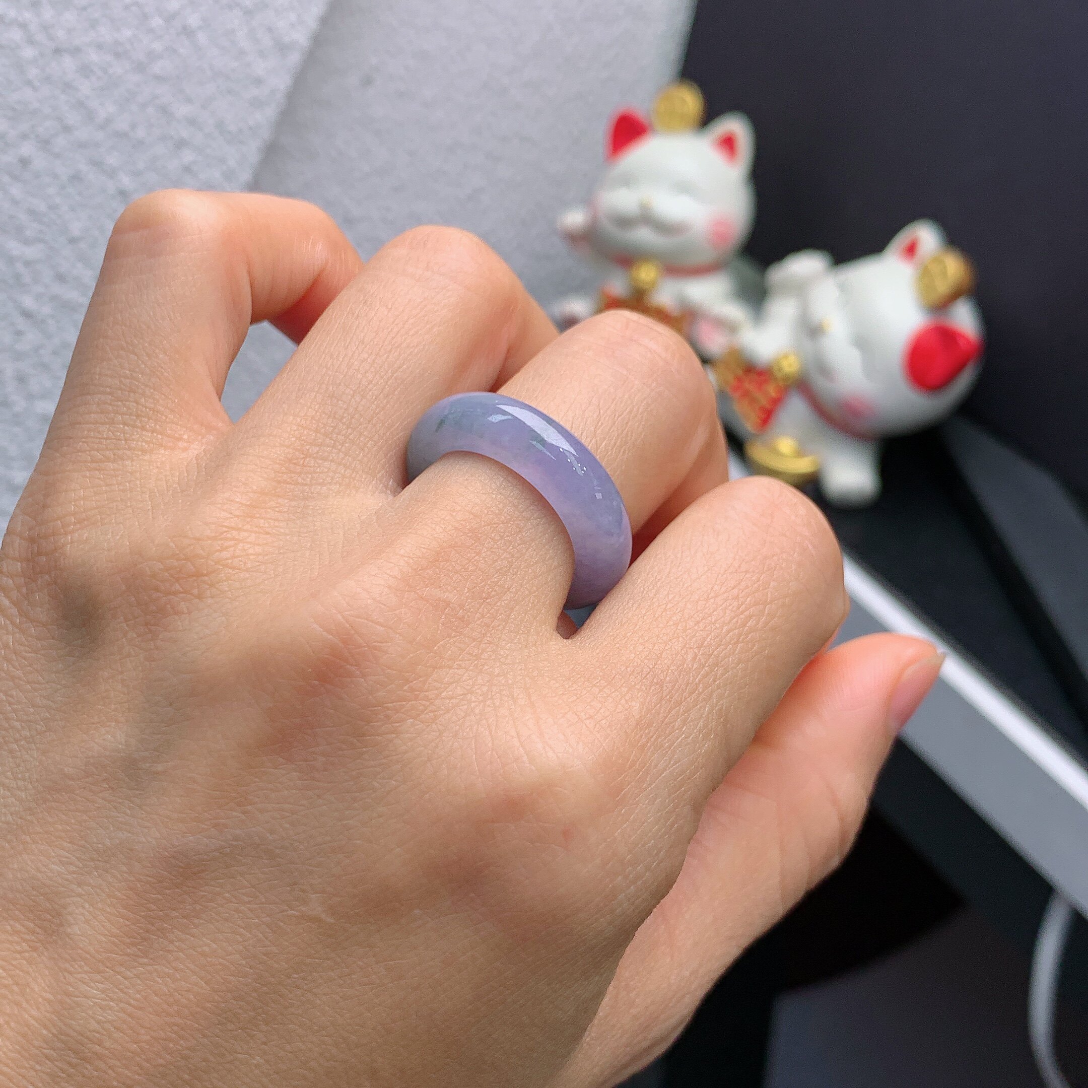 14-15 circle Myanmar natural jade A goods ice violet Monet garden ring A351#