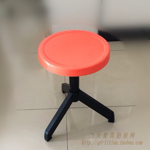 无靠背学校实验室圆凳前台椅电脑椅工作凳吧椅手动升降罗杆转椅蓝 - 图1