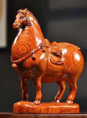 唐马实木摆件家居装饰品花梨木雕马到成功艺术品开业木质礼品生日