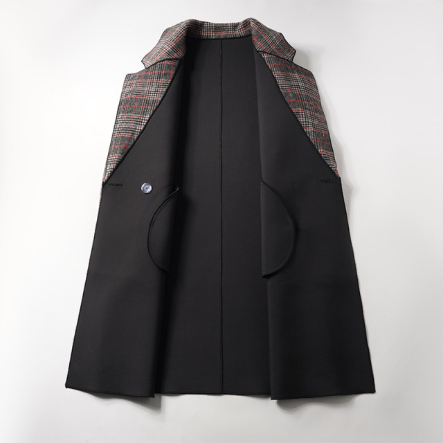 Woolen jacket for women mid-length houndstooth style coat