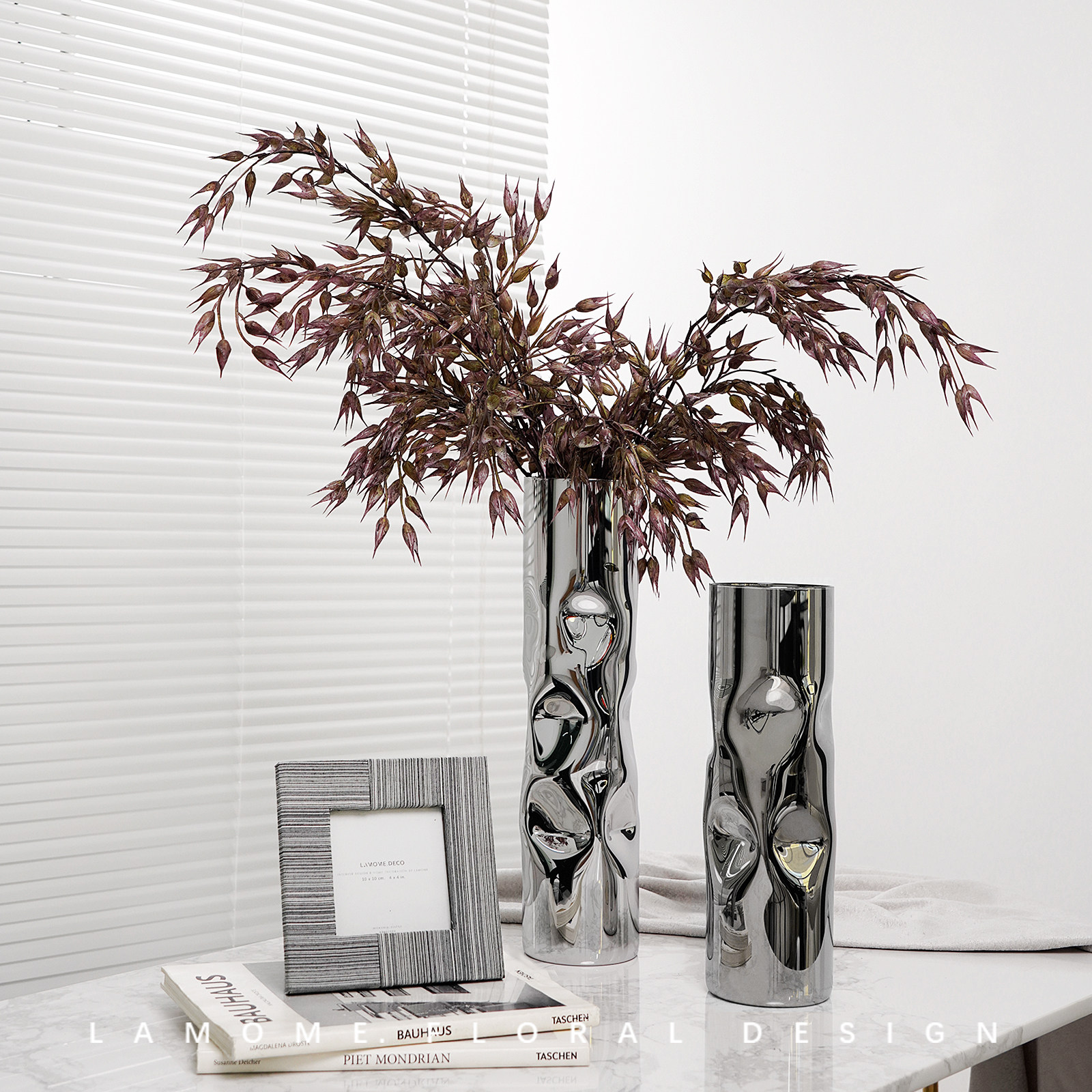 现代简约橘色电镀玻璃花瓶餐桌插花花器 热品库 性价比省钱购