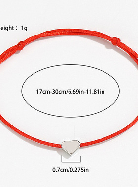 跨境新款爱心形编织手绳男女通用情侣时尚简约彩色可调节手链脚链