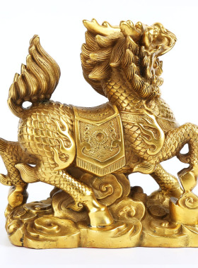 慈风阁黄铜中式麒麟摆件