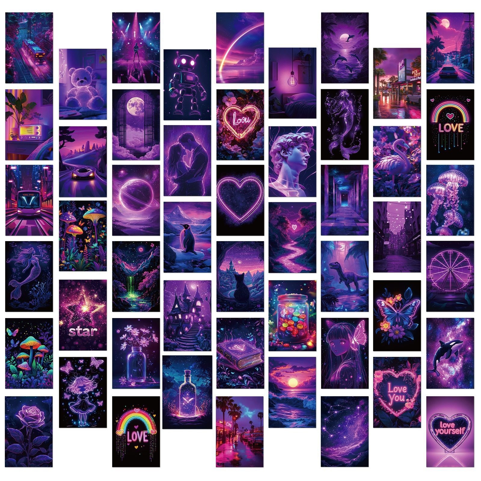 50张亚马逊海报跨境热卖SHEIN涂鸦贴纸temu装饰贴纸复古漫画贴纸,淘宝优惠券,粉丝福利购,淘宝优惠卷