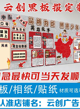 国庆节十一少年爱强国主题黑板报装饰墙贴红色经典革命环创布置