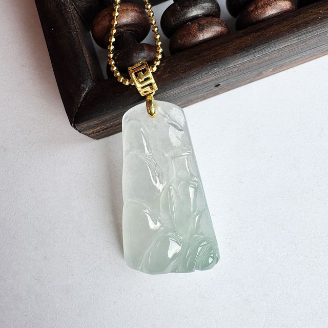 Myanmar Laokeng glass jadeite landscape brand jade pendant