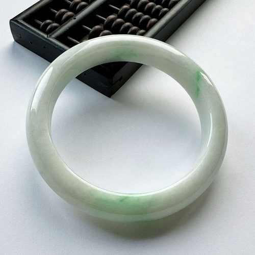 翡翠林 时尚年轻白底飘阳绿翡翠手镯58 缅甸天然冰糯种白底青玉镯 - 图1