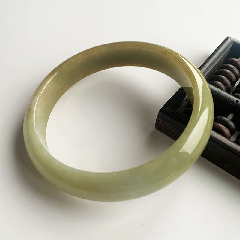 翡翠林 天然满色黄翡翠手镯59 缅甸玉石老坑冰糯种黄翡玉镯子金黄 - 图1