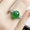 Egg noodle 10.5*9 spicy green jade ring S925 silver