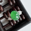 Egg noodle 10.5*9 spicy green jade ring S925 silver
