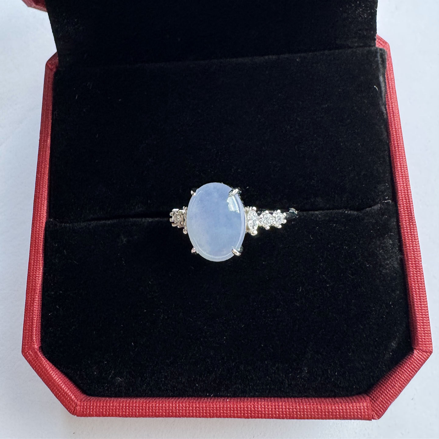 Myanmar Laokeng ice violet jade cabochon ring