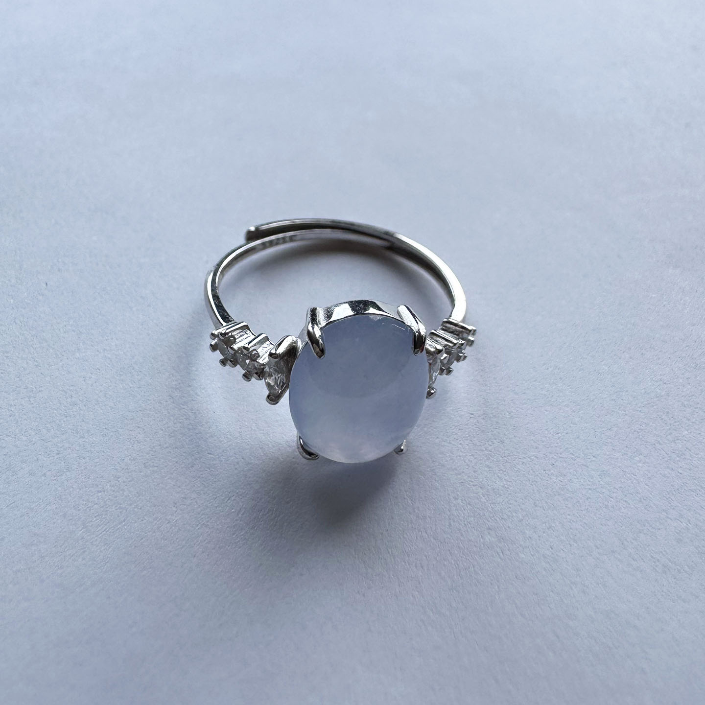 Myanmar Laokeng ice violet jade cabochon ring