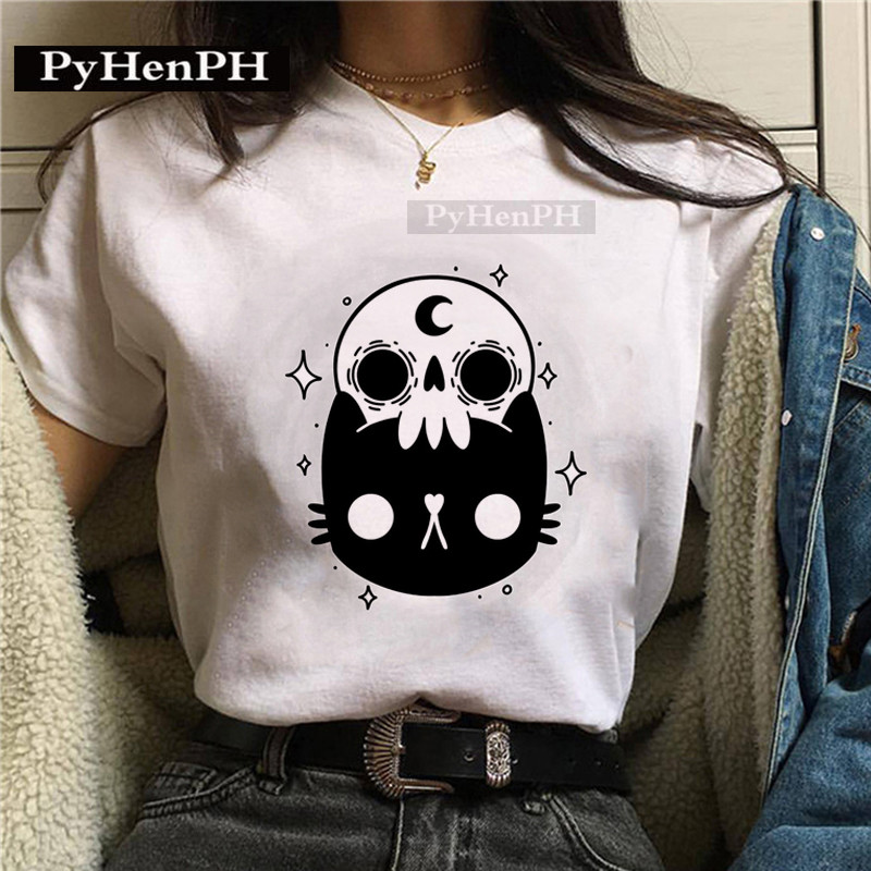 Mushroom T Shirt Women  个性蘑菇印花中性休闲日常短袖白色T恤 - 图1