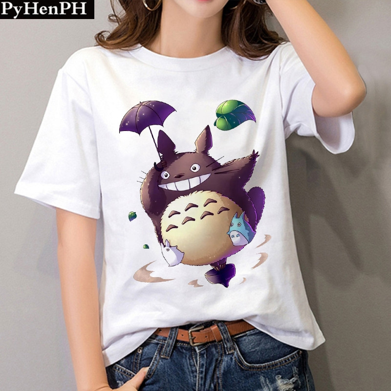 Totoro T shirt 夏季新款龙猫T恤短袖男女大码莫代尔打底体恤衫 - 图0