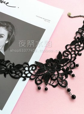 哥特风遮疤痕颈纹镂空蕾丝项链