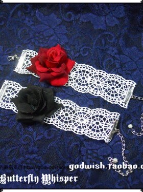蔷薇仿真玫瑰哥特风蕾丝手链