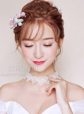 新娘婚礼串珠蕾丝项链