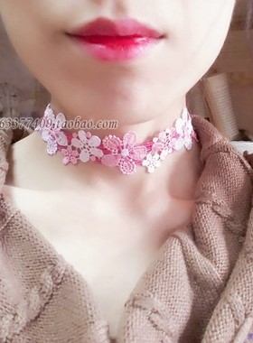 唯美风渐变刺绣蕾丝脖颈项链